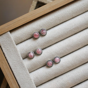 Rhodochrosite Posts - Rhodochrosite Earrings - Sterling Silver