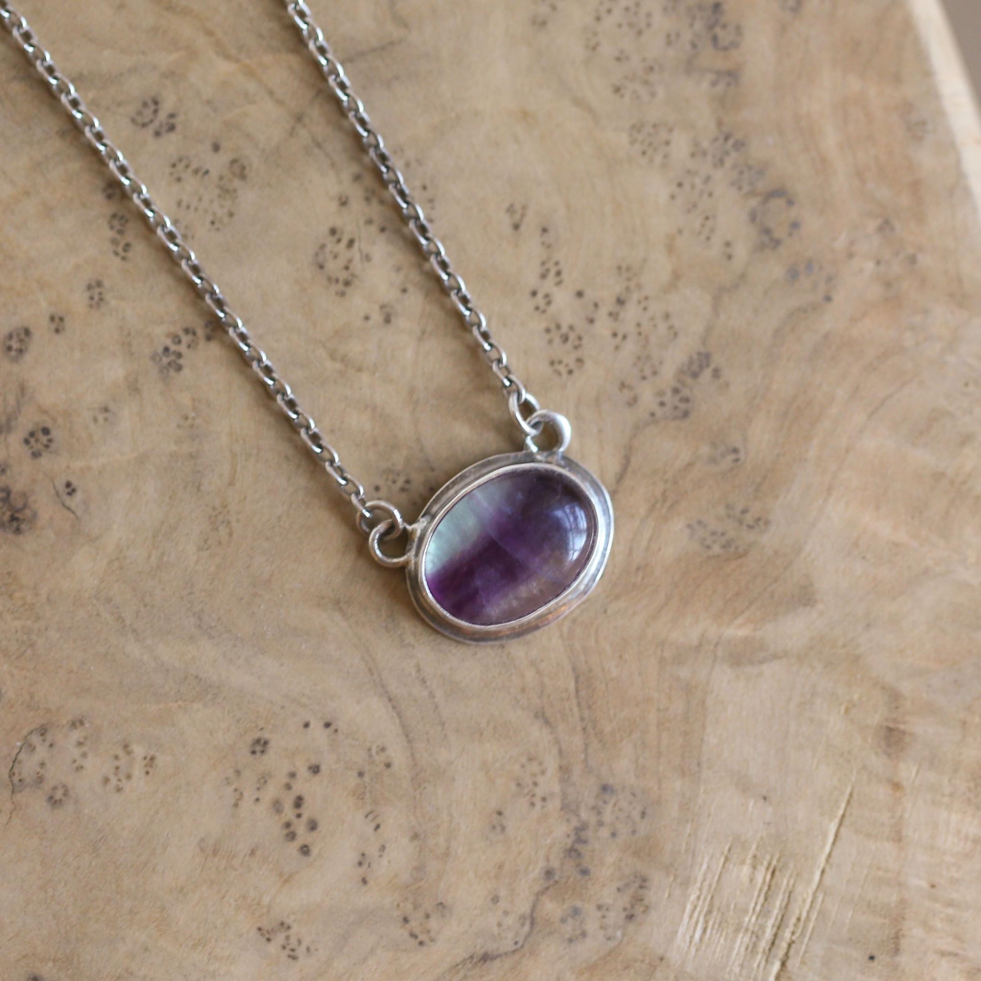 Rainbow Fluorite Pendant - Purple and Green Fluorite - Choose your Necklace