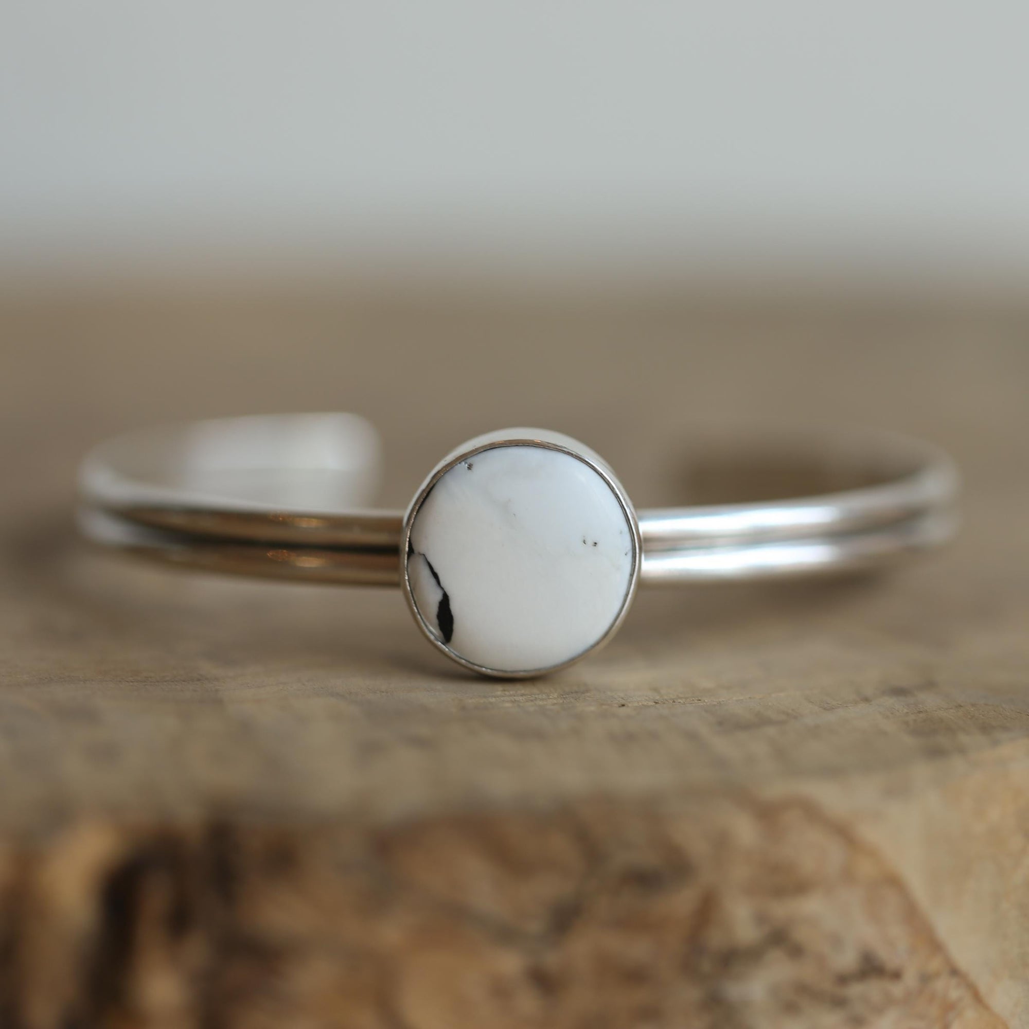 White Buffalo SS Bracelet - Choose from 3 OOAK White Buffalo Cuff - Chunky Sterling Silver Cuff