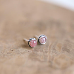 Rhodochrosite Posts - Rhodochrosite Earrings - Sterling Silver