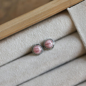 Rhodochrosite Posts - Rhodochrosite Earrings - Sterling Silver