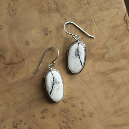 White Buffalo Sterling Silver Drop Earrings - Choose your Pair - Western Style Jewelry
