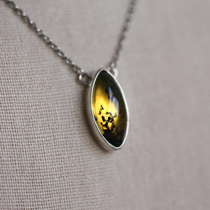 Chiapas Amber Necklace - Yellow Amber Pendant - Sterling Silver - Ready to Ship