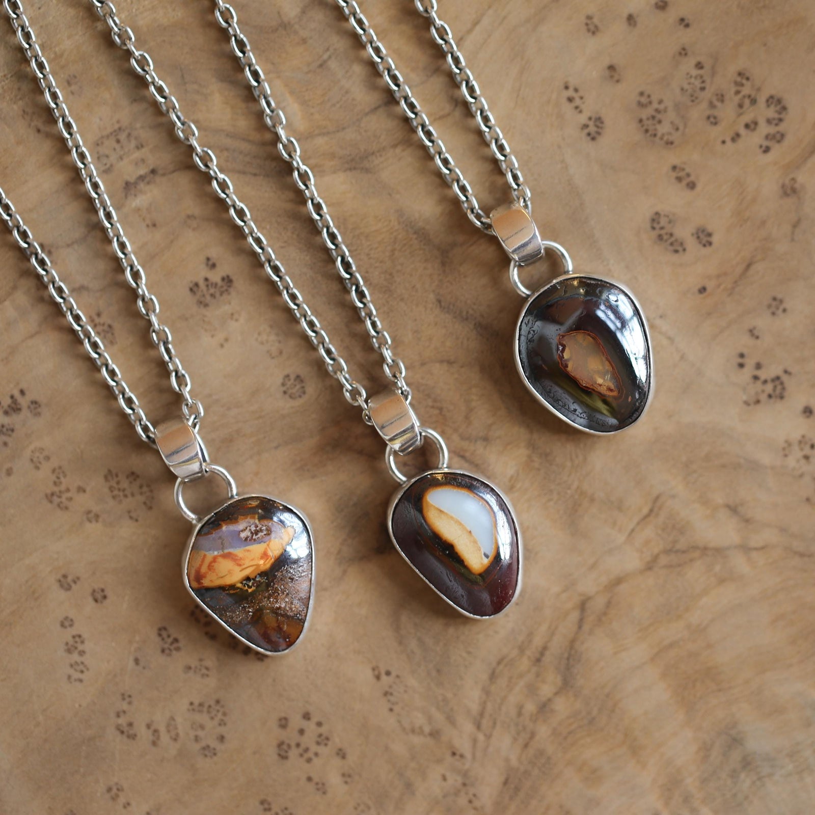 Boulder Opal Necklace - Choose from Three - Boulder Opal Pendant - OOAK