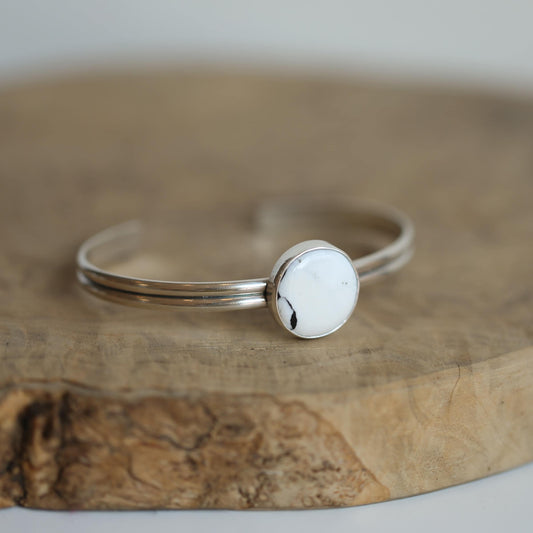 White Buffalo SS Bracelet - Choose from 3 OOAK White Buffalo Cuff - Chunky Sterling Silver Cuff