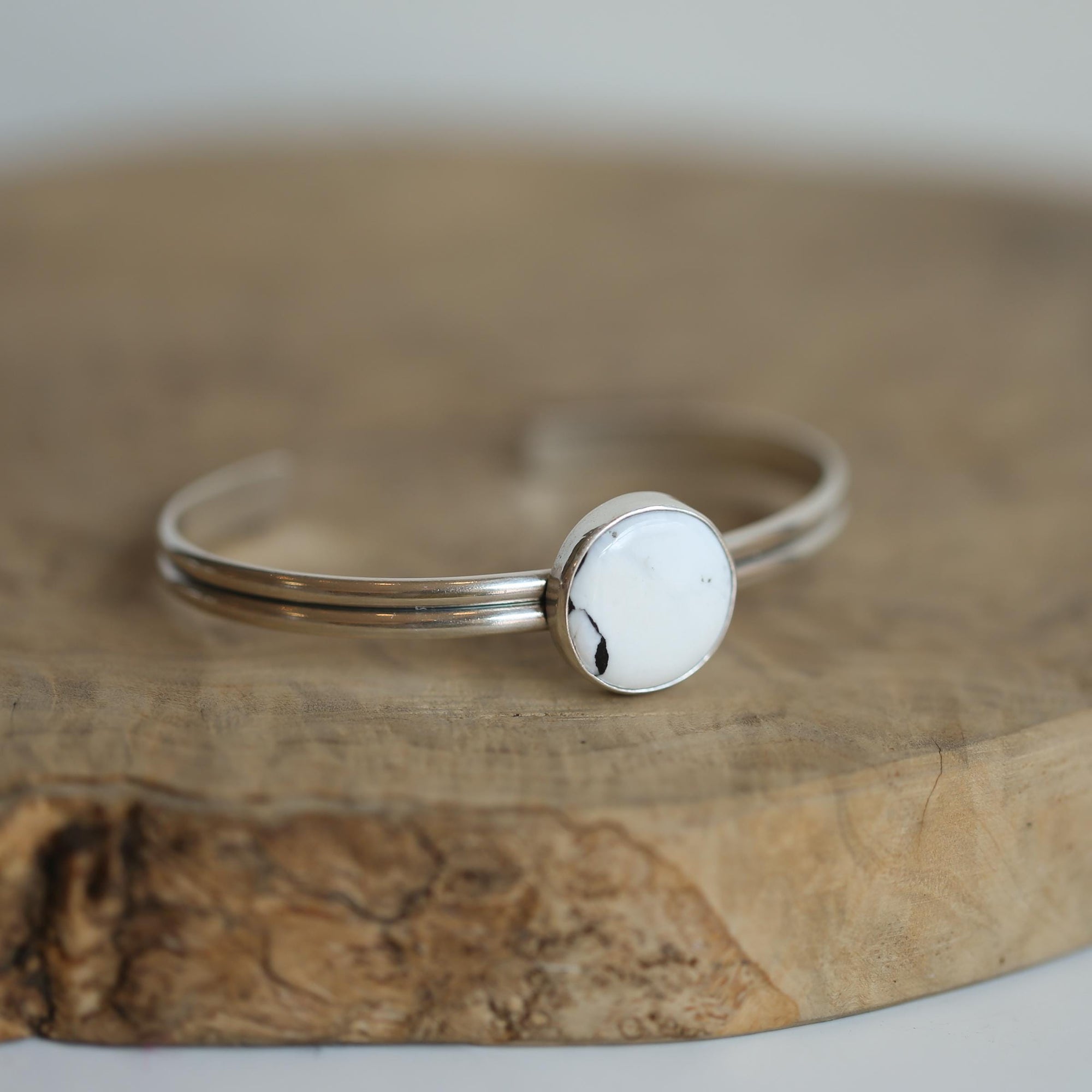 White Buffalo SS Bracelet - Choose from 3 OOAK White Buffalo Cuff - Chunky Sterling Silver Cuff