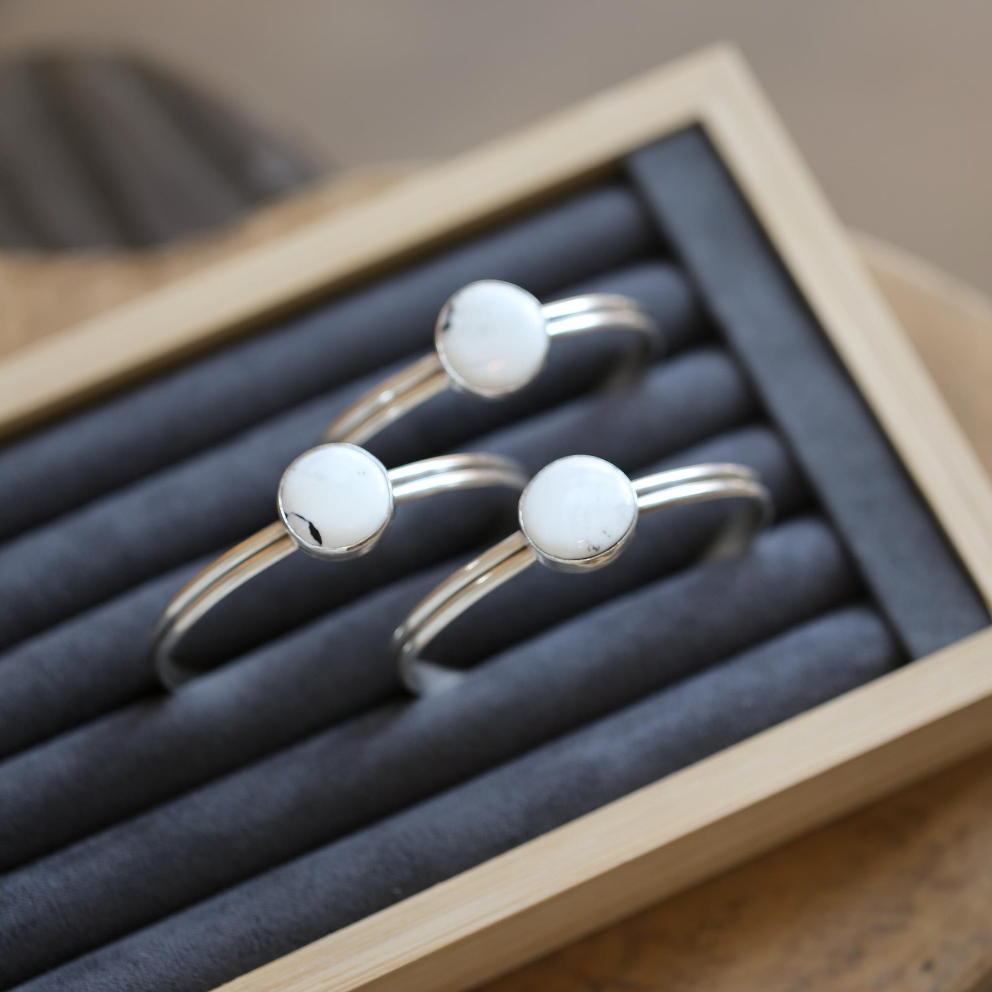 White Buffalo SS Bracelet - Choose from 3 OOAK White Buffalo Cuff - Chunky Sterling Silver Cuff