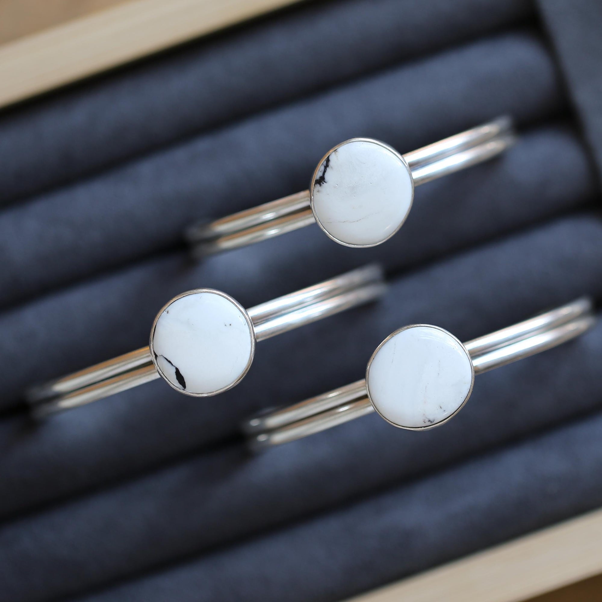 White Buffalo SS Bracelet - Choose from 3 OOAK White Buffalo Cuff - Chunky Sterling Silver Cuff