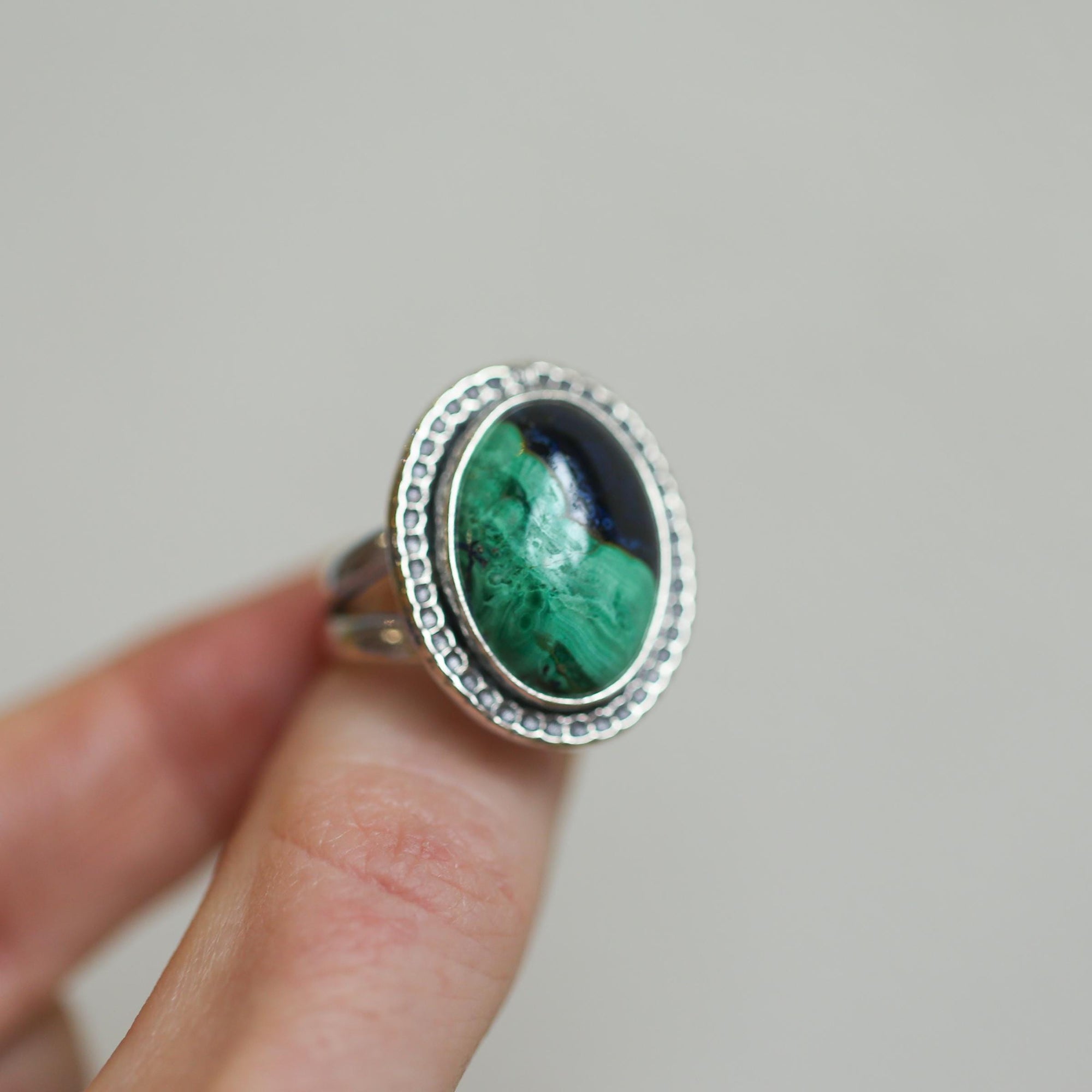 Azurite Malachite Ring - .925 Sterling Silver - Chunky Azurite Ring - Unisex Azurite Malachite Ring