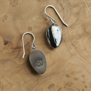 White Buffalo Drop Earrings - Nevada White Buffalo - Sterling Silver Earrings