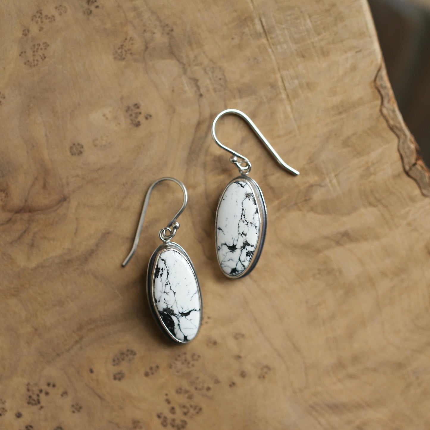 White Buffalo Sterling Silver Drop Earrings - Choose your Pair - Western Style Jewelry