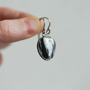 White Buffalo Drop Earrings - Nevada White Buffalo - Sterling Silver Earrings