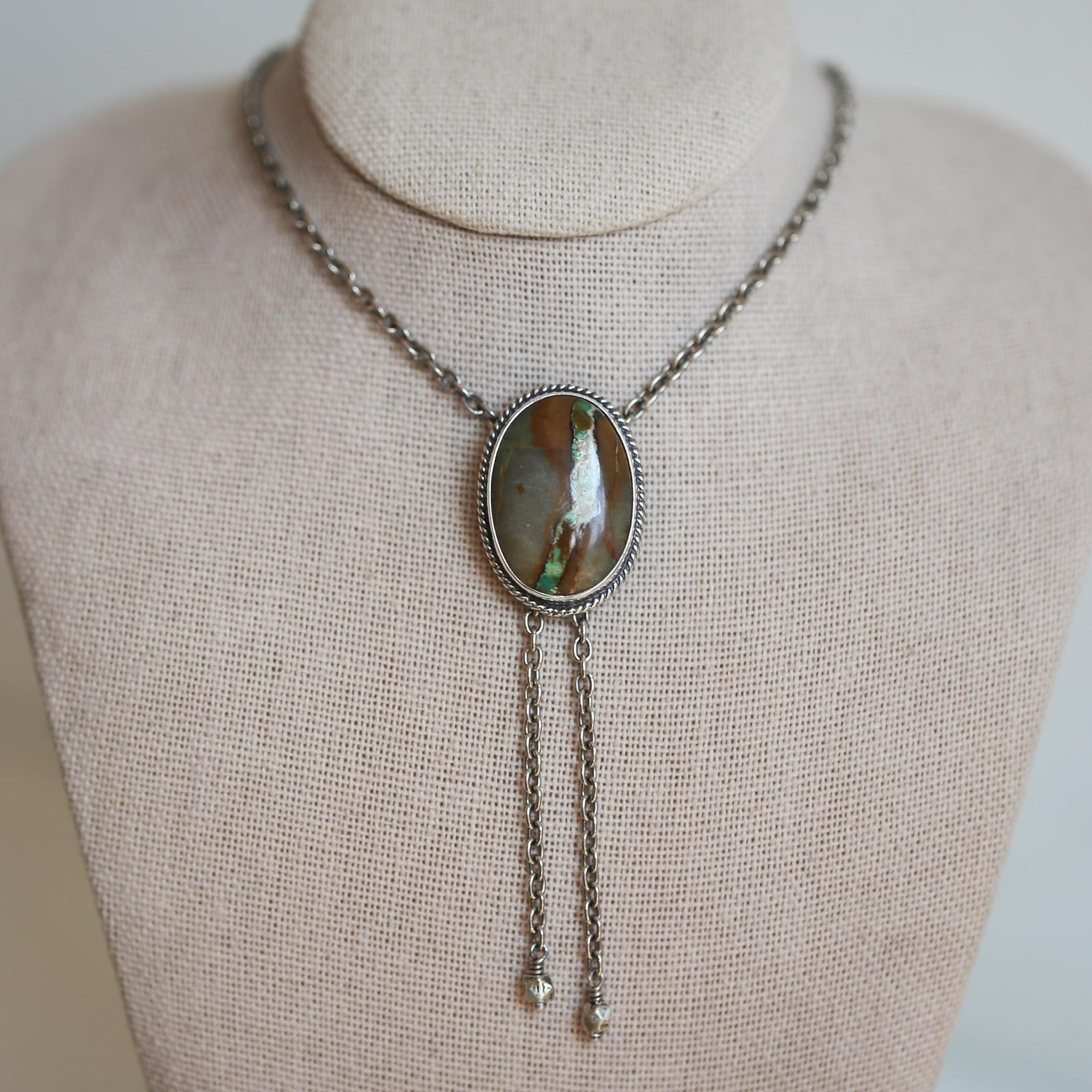 Royston Ribbon Turquoise Bolo - Ready to Ship - Sterling Silver - Turquoise Bolo Necklace