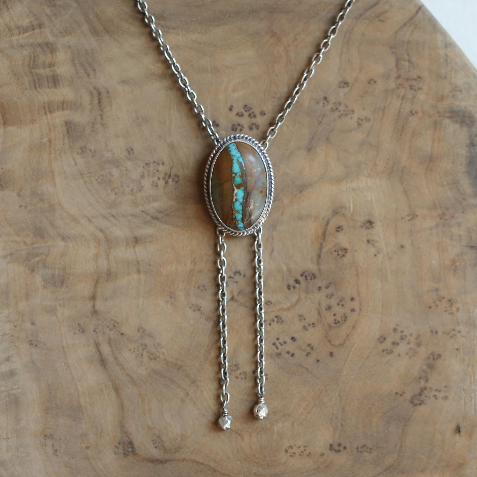 Royston Ribbon Turquoise Bolo Tie – Sterling Silver Necklace, Southwestern Jewelry