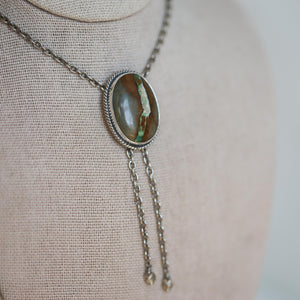 Royston Ribbon Turquoise Bolo - Ready to Ship - Sterling Silver - Turquoise Bolo Necklace