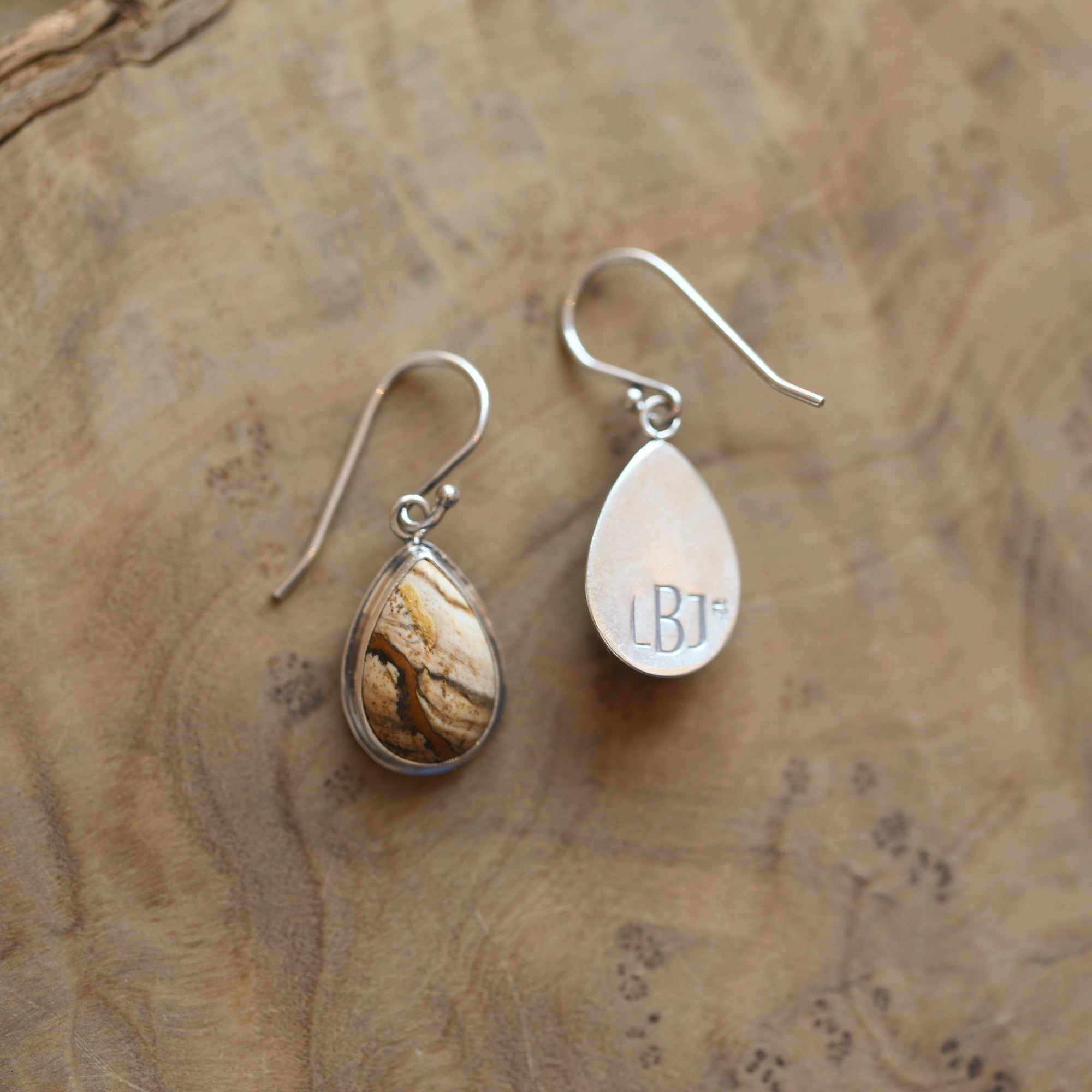 Picture Jasper TearDrop Earrings - Choose your pair - .925 Sterling Silver