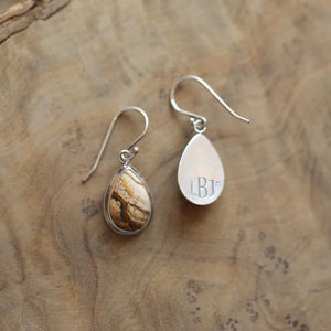 Choose your pair - Picture Jasper TearDrop Earrings - .925 Sterling Silver -