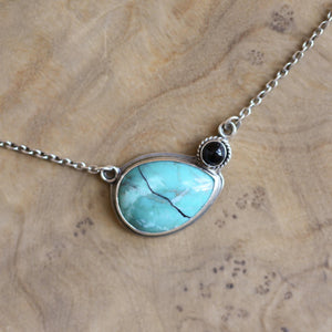 Turquoise & Black Agate Necklace - Choose Your Stone - Turquoise Pendant with Chain