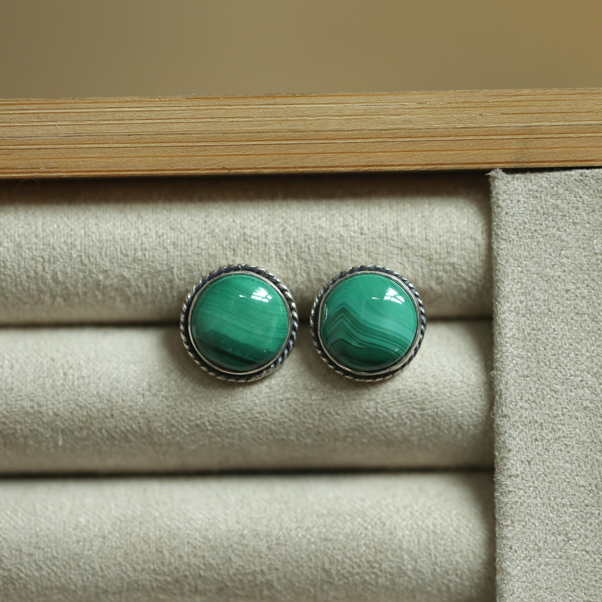 Malachite Stud Earrings | Sterling Silver
