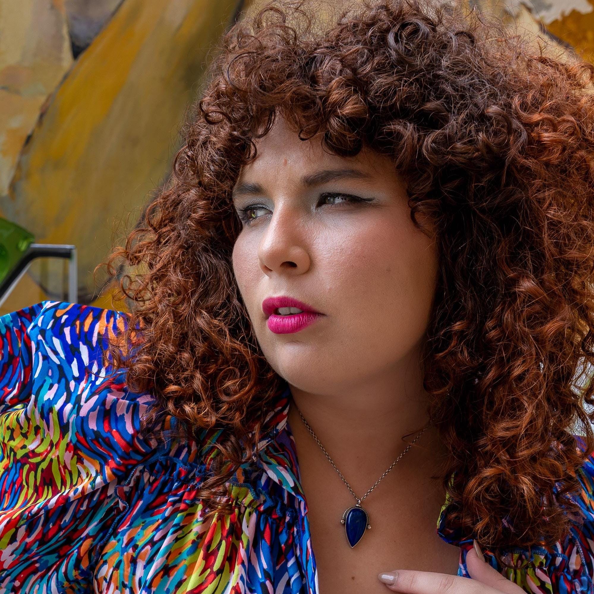 Lapis Lazuli Pendant - Sterling Silver - Blue Lapiz Lazuli Big Pendant