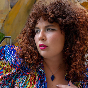 Lapis Lazuli Pendant - Sterling Silver - Blue Lapiz Lazuli Big Pendant