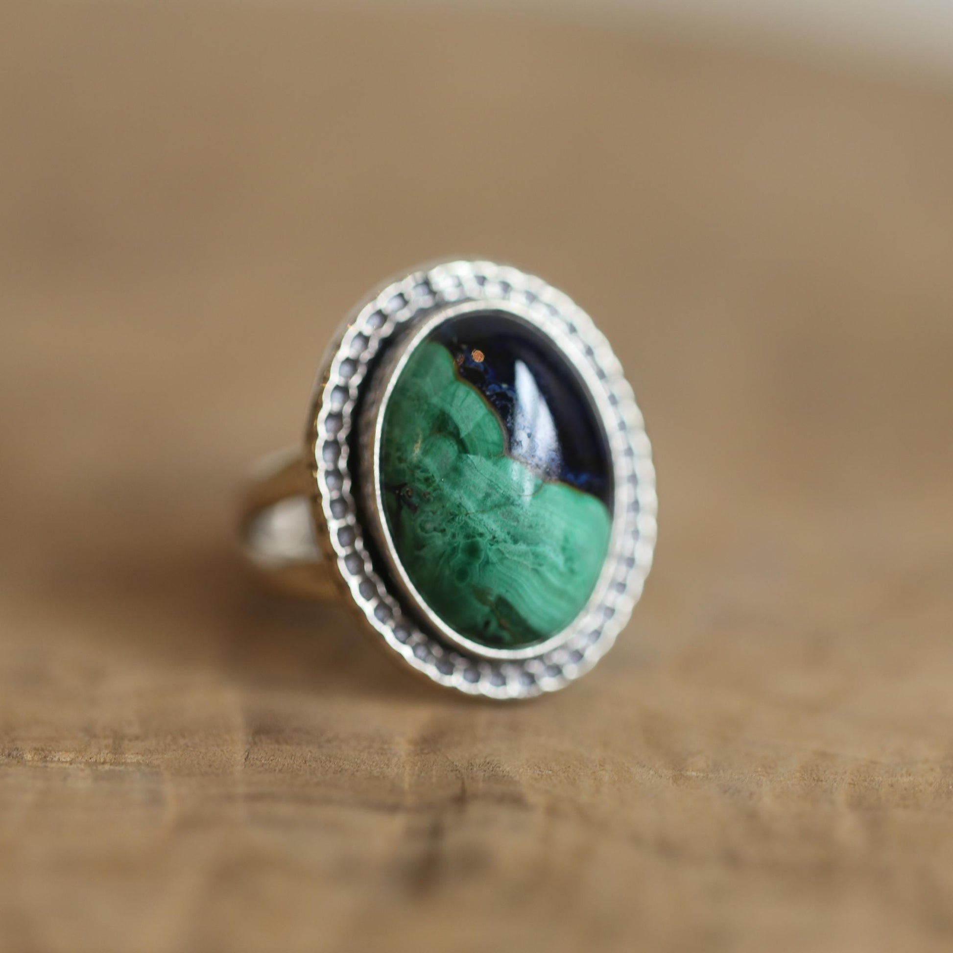 Azurite Malachite Sterling Silver Ring