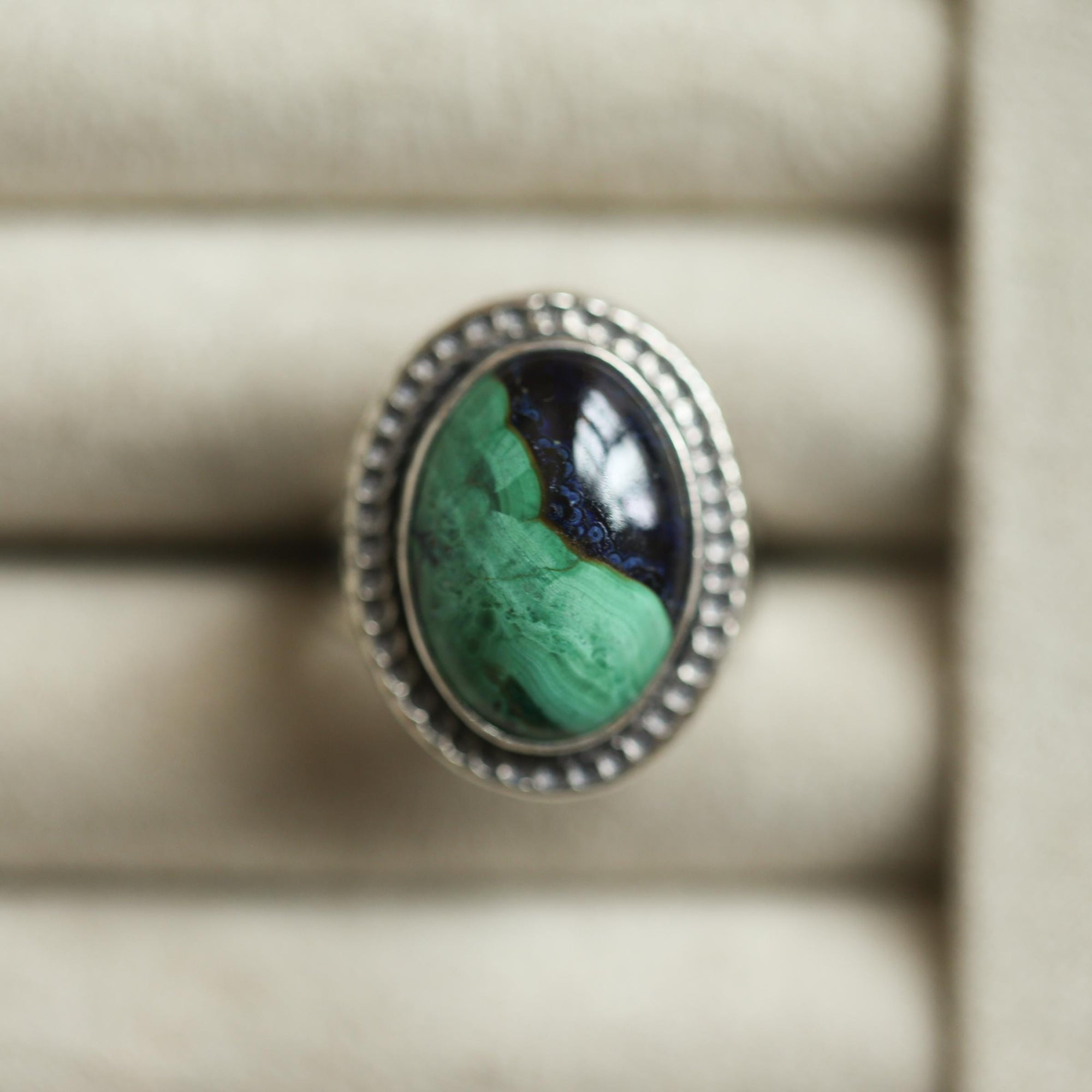 Azurite Malachite Ring - .925 Sterling Silver - Chunky Azurite Ring - Unisex Azurite Malachite Ring