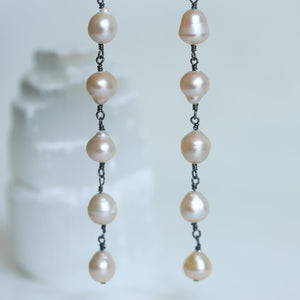 Rosarita Earrings - Natural Freshwater Pearls - Sterling Silver - Long Pearl Earrings - Wedding Earrings
