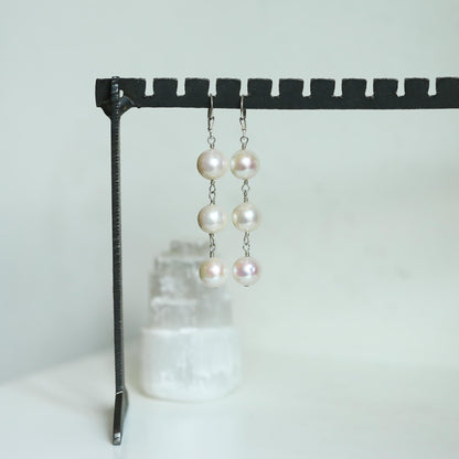 Big Freshwater Pearl Drop Earrings – Sterling Silver, Elegant Wedding Jewelry