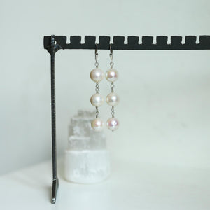 Big Freshwater Pearl Drop Earrings – Sterling Silver, Elegant Wedding Jewelry