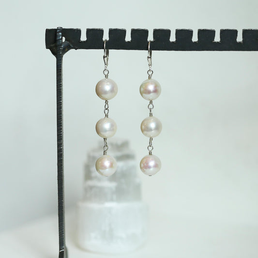 Big Freshwater Pearl Drop Earrings – Sterling Silver, Elegant Wedding Jewelry