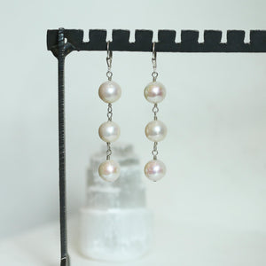 Big Freshwater Pearl Drop Earrings – Sterling Silver, Elegant Wedding Jewelry