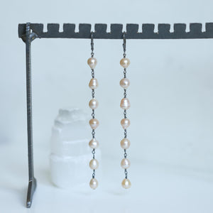 Rosarita Earrings - Natural Freshwater Pearls - Sterling Silver - Long Pearl Earrings - Wedding Earrings