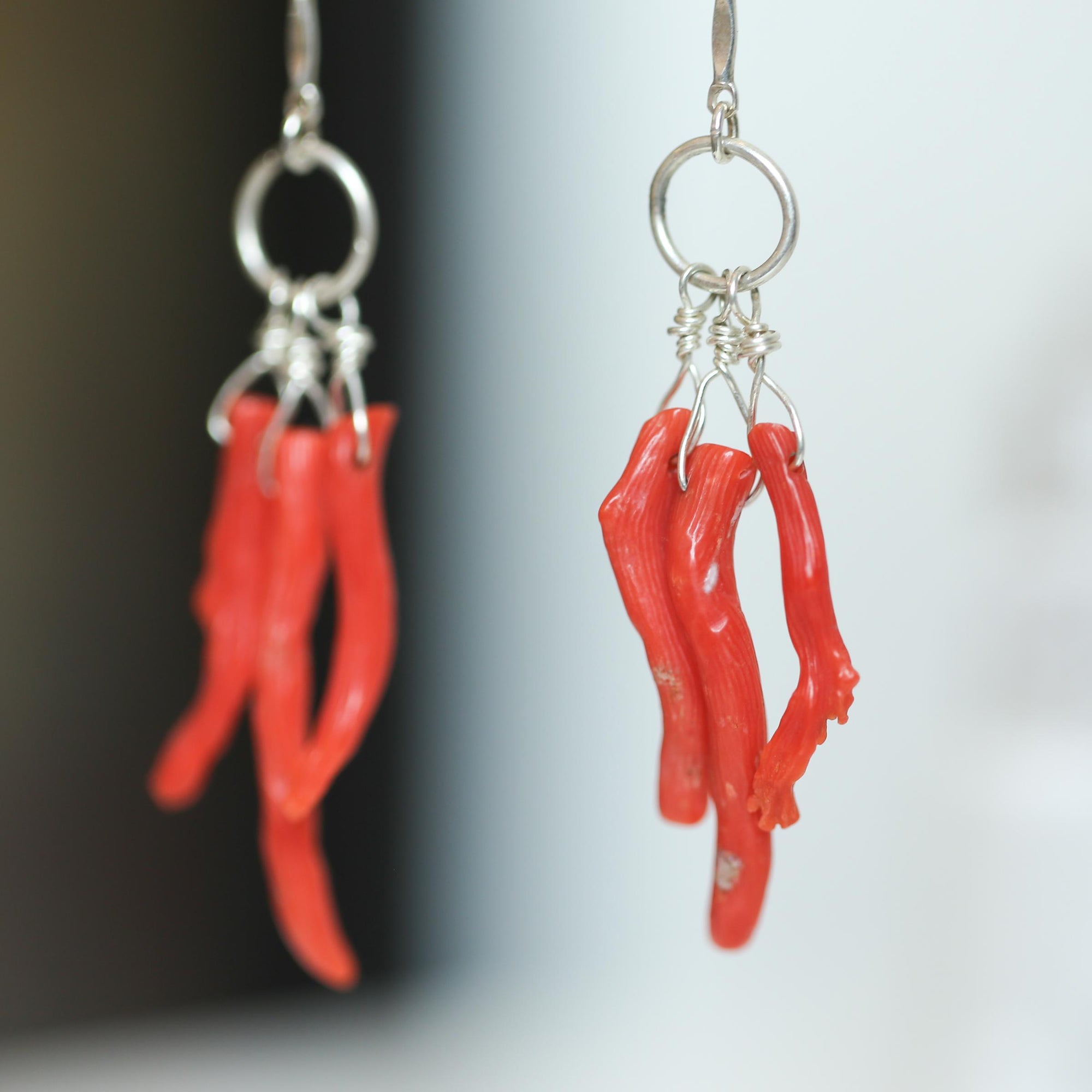 Mediterranean Coral Earrings - Natural Coral - Sterling Silver - Ethically Sourced