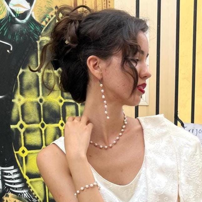 Rosarita Choker - Freshwater Pearl Necklace - Oxidized Sterling Silver