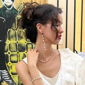 Rosarita Choker - Freshwater Pearl Necklace - Oxidized Sterling Silver
