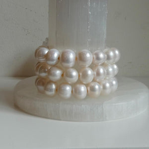 Freshwater Pearl Bracelet - 12mm Natural Freshwater Pearls - High End Pearl Stretch Bracelet