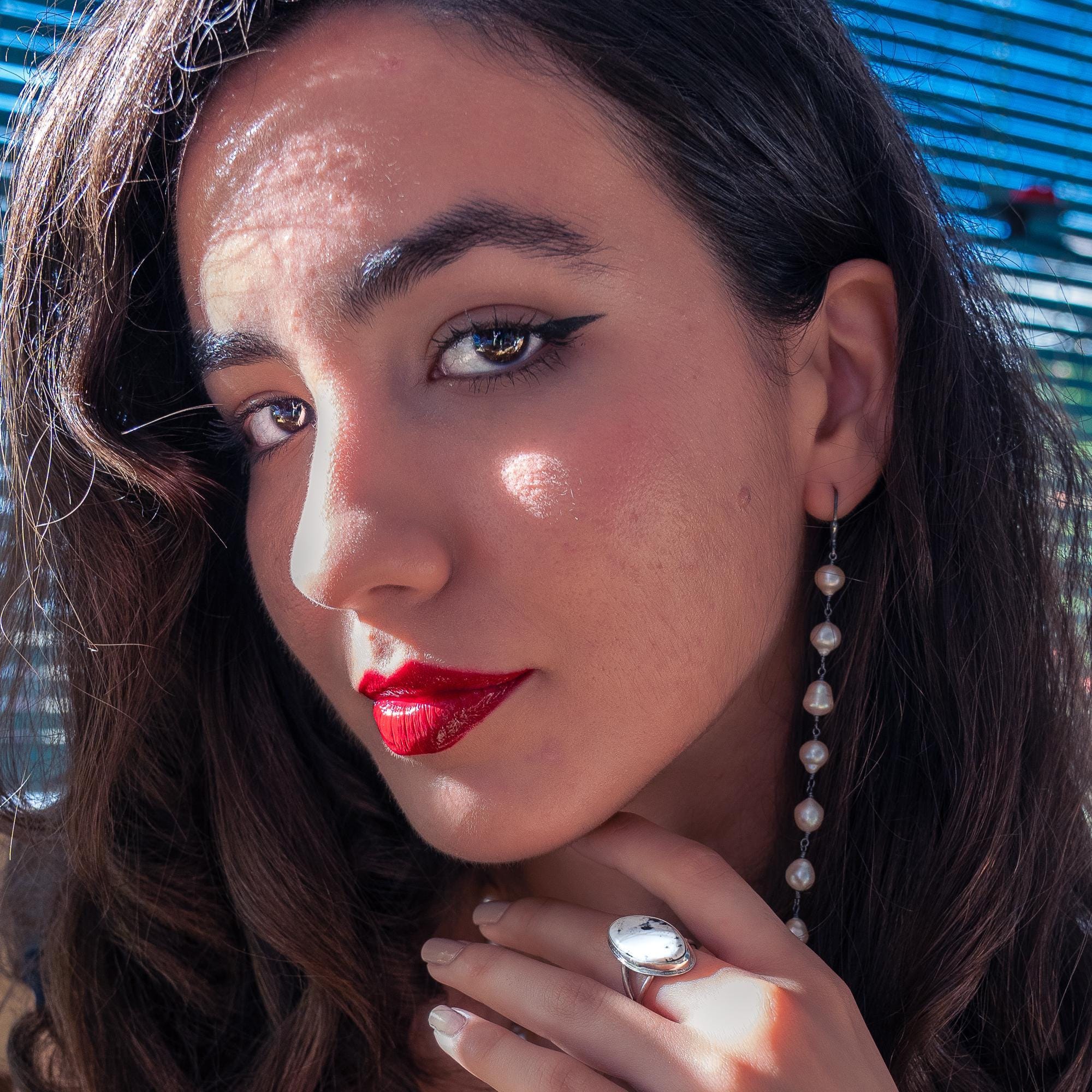 White Buffalo Ring - Size 7.5 - Sterling Silver - Ready to Ship - Silversmith Ring - OOAK