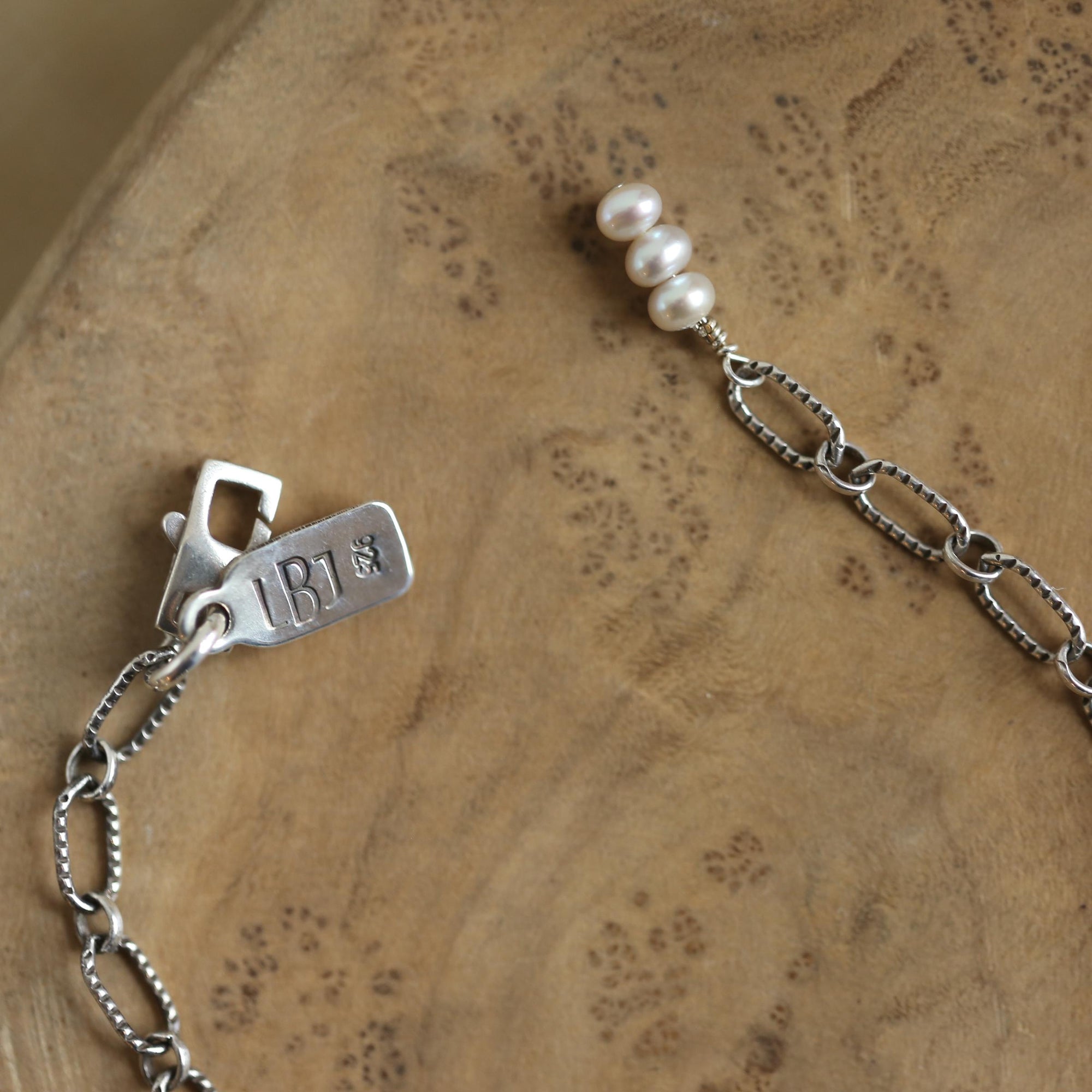 Blister Pearl Sterling Silver Necklace - Freshwater Pearl Necklace - Oxidized Sterling Silver