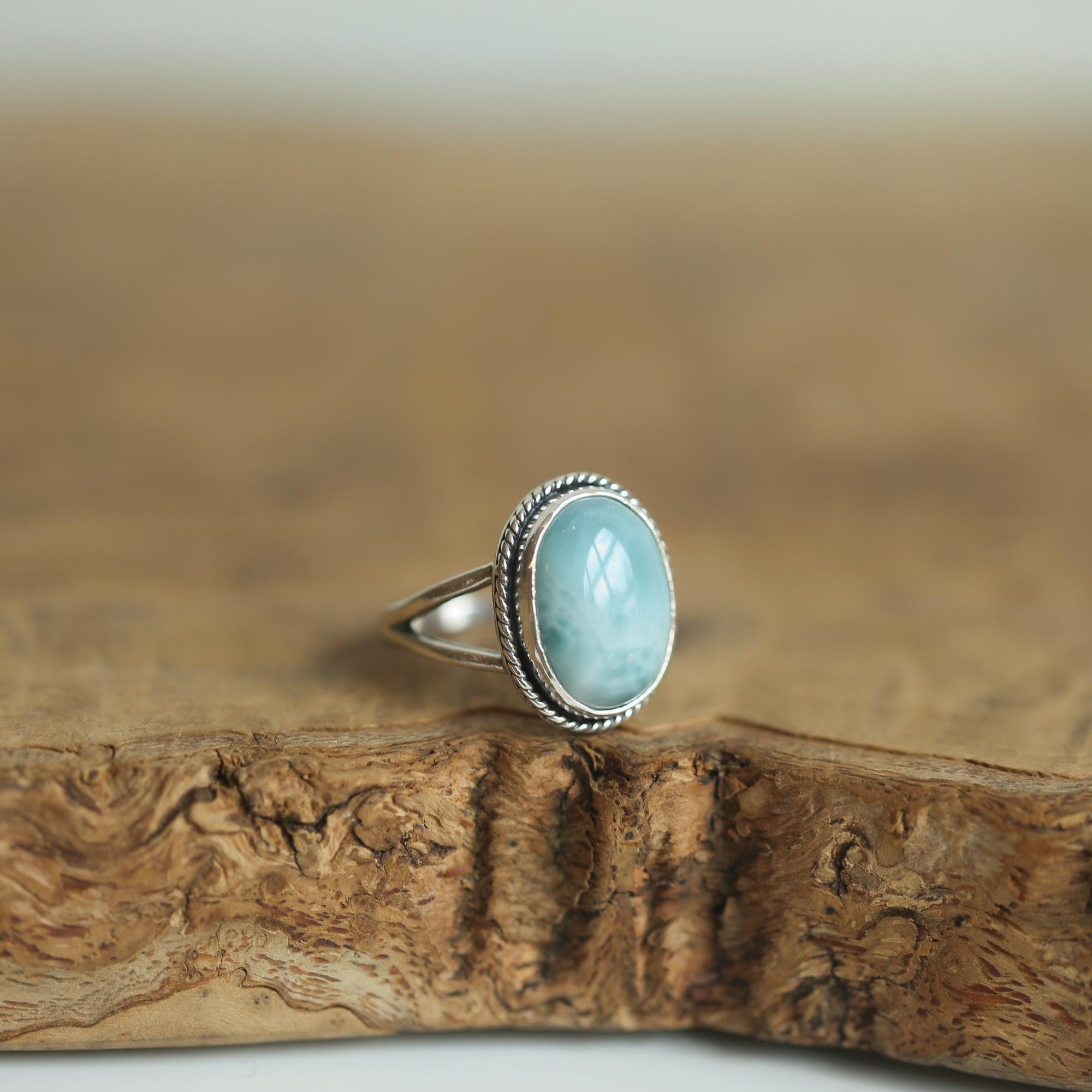 Larimar Boho Ring - .925 Sterling Silver - Larimar Ring - Choose Your Stone