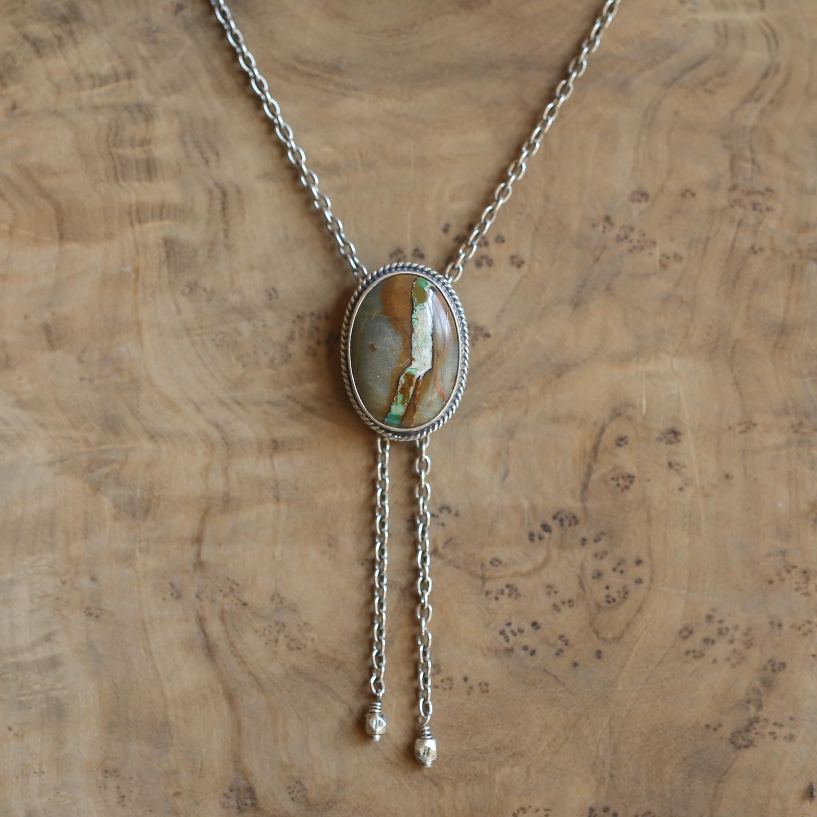 Royston Ribbon Turquoise Bolo - Ready to Ship - Sterling Silver - Turquoise Bolo Necklace