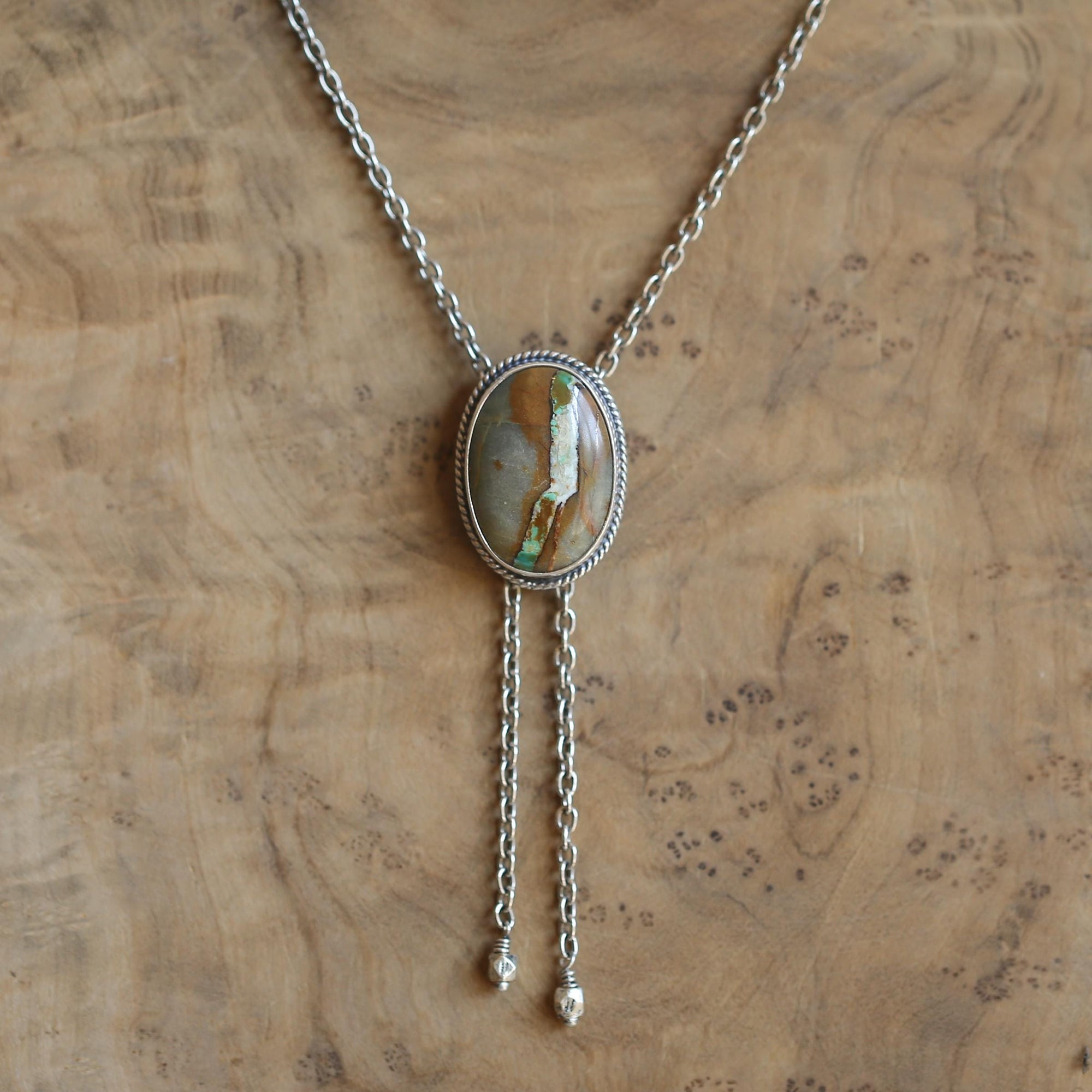 Royston Ribbon Turquoise Bolo - Ready to Ship - Sterling Silver - Turquoise Bolo Necklace