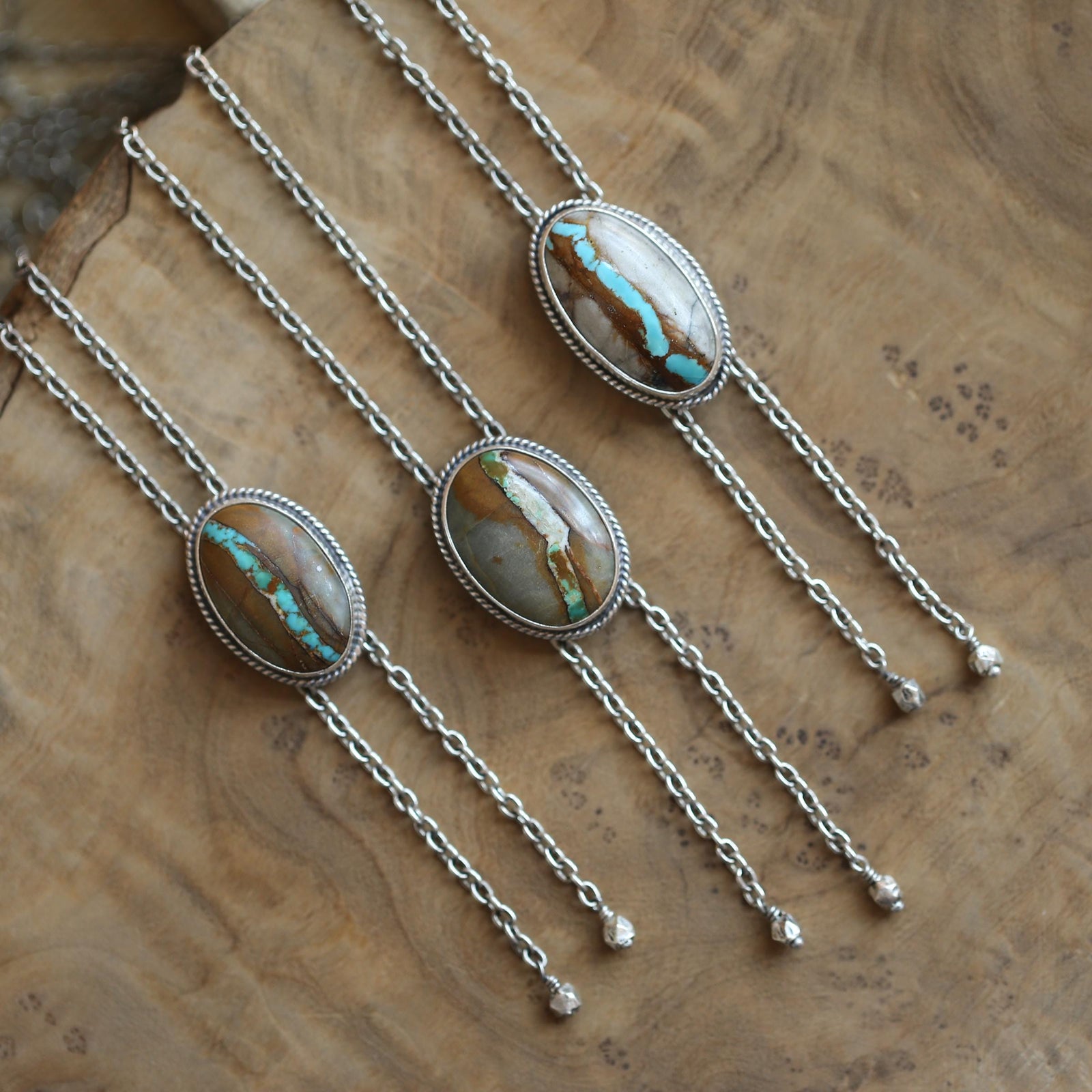 Royston Ribbon Turquoise Bolo - Ready to Ship - Sterling Silver - Turquoise Bolo Necklace