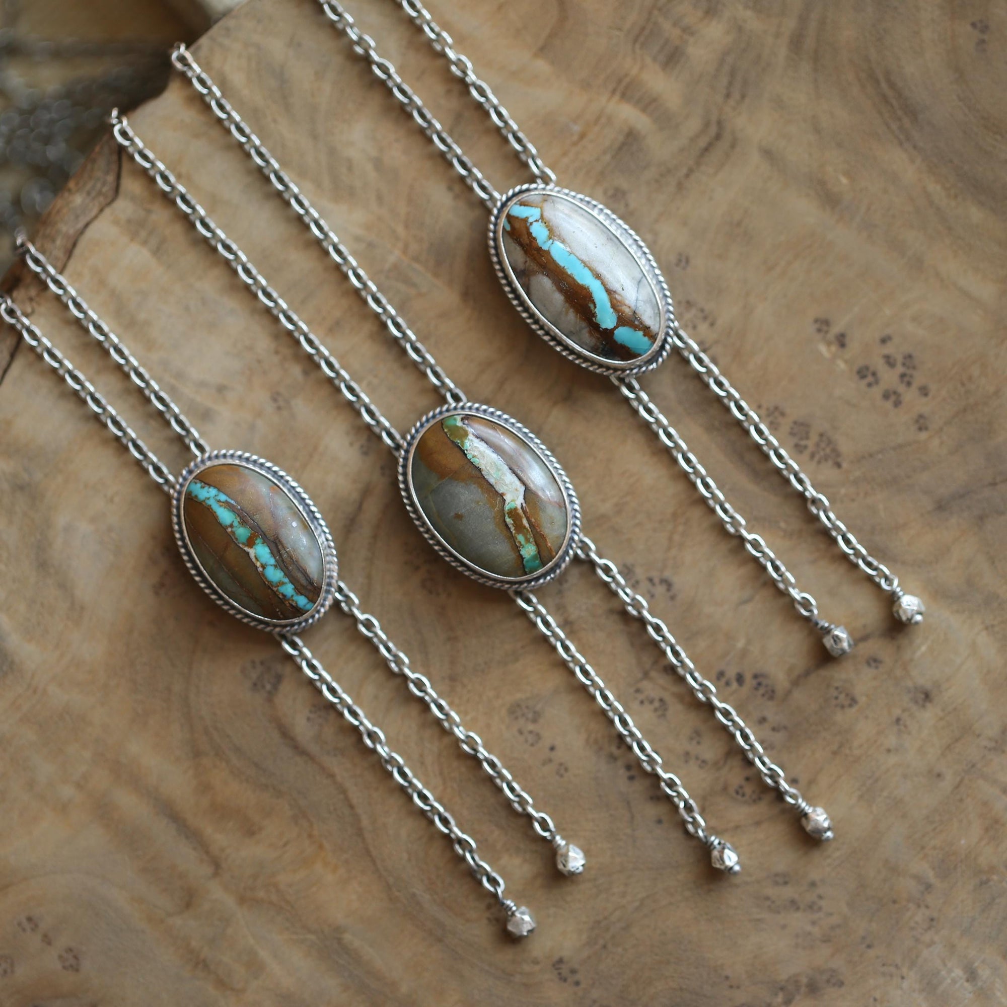 Royston Ribbon Turquoise Bolo - Ready to Ship - Sterling Silver - Turquoise Bolo Necklace