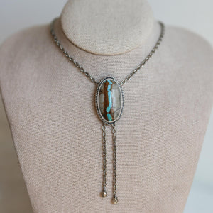 Royston Ribbon Turquoise Bolo - Ready to Ship - Sterling Silver - Turquoise Bolo Necklace