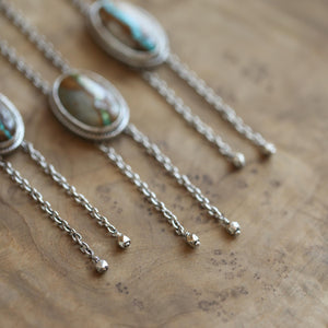 Royston Ribbon Turquoise Bolo Necklace – Sterling Silver - Southwestern Jewelry