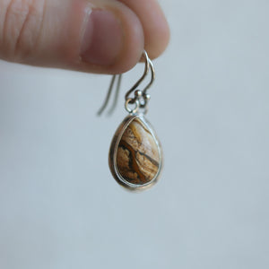 Choose your pair - Picture Jasper TearDrop Earrings - .925 Sterling Silver -