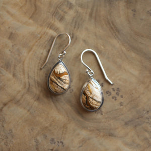 Choose your pair - Picture Jasper TearDrop Earrings - .925 Sterling Silver -