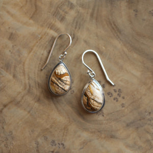 Picture Jasper TearDrop Earrings - Choose your pair - .925 Sterling Silver