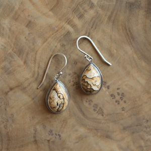 Choose your pair - Picture Jasper TearDrop Earrings - .925 Sterling Silver -
